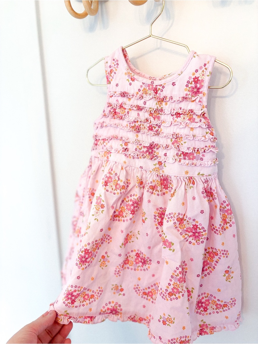Vintage Laura Ashley Pink Floral Ruffle Dress for Girls